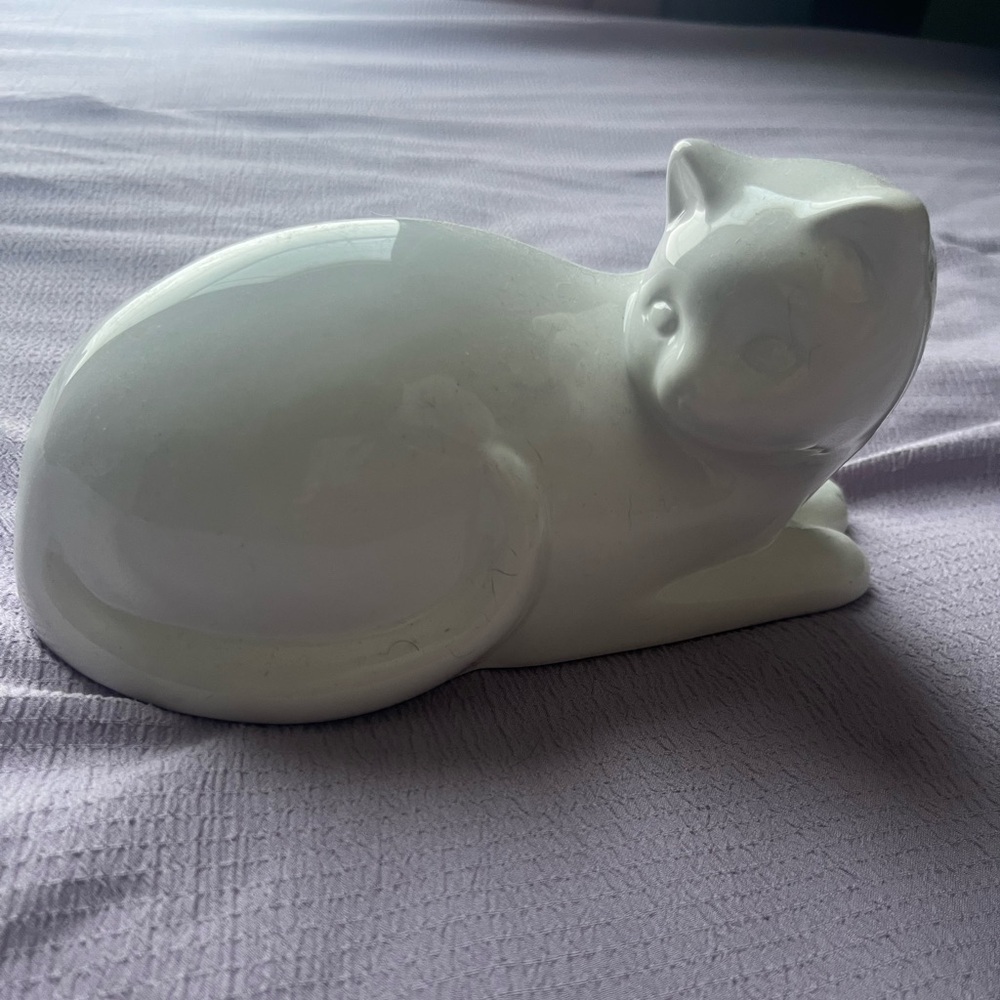 White Ceramic Cat Figurine